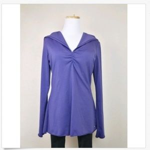 PRANA Athletic Hooded Yoga Sweater Purple Striped